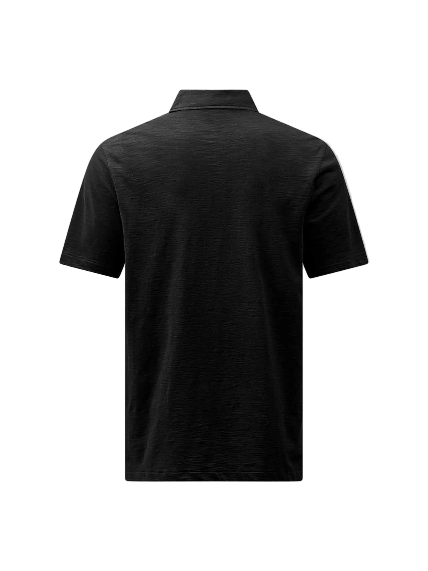 Back View of Peckham Rye Slub Black Polo Shirt